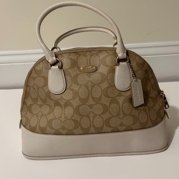 Coach Cora Domed Satchel Signature Cream/Tan - Picture 1 of 4